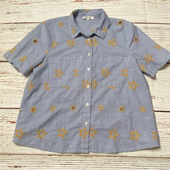 Madewell Star Embroidered Striped Shirt Sz S - Picture 14 of 14